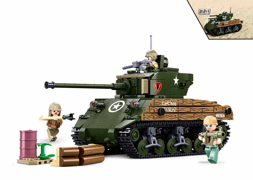 Sluban WWII | Set constructie Tanc Dimensiuni Medii M4A3